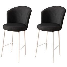 Hanah Home Juego de 2 Taburetes de Bar Altos, Negro y Blanco, Altura Asiento 70 cm, Elegantes y Cómodos para Cocina